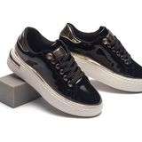 Kadın Günlük Ortopedik Kaymaz Kırılmaz Taban Konforlu Ortopedik Sneakers Spor Ayakkabı - Siyah Rugan