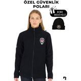 Kadın Güvenlik Nakışlı Siyah Polar Mont Reflektörlü, Rahat ve Şık Tasarım - Seçenek 1