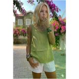 Kadın Haki %100 Pamuk Muslin Pis Dikiş Askılı Katlı Salaş Basic Atlet Bluz 700-3423242