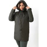 Kadın Haki Içi Polarlı Su ve Rüzgar Geçirmez Kapüşonlu Kışlık Mont & Kaban & Parka - 2XL