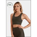 Kadın Haki Renk Spor Büstiyer Crop Halter Yaka Pedli Toparlayıcı Likralı Dalgıç Havuz Deniz Uygun - 4XL