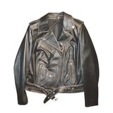 Kadın Hakiki Deri Biker Mont, Siyah, Eskitme, Slim Fit, Fermuarlı Kemer Detaylı (Siyah-Eskitme, M)