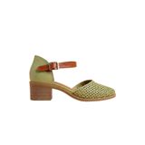 Kadın Hakiki Deri Burnu Kapalı Delikli Sandalet, Yeşil, 42