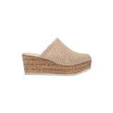 Kadın Hakiki Deri Burnu Kapalı Dolgu Topuk Terlik, Bej, 41