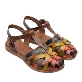 Kadın Hakiki Deri Kemerli Sandalet Siyah, Renkli Bantlı Bodrum Model, Ayarlanabilir Tokalı Rahat Günlük Yazlık Sandalet (Taba, EU Ayakkabı Beden Sistemi, Yetişkin, Kadın, Sayısal, Orta, 37)