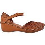 Kadın Hakiki Deri Lazer Kesim Dolgu Topuk Sandalet Camel - Albini 26600207Y
