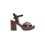 Kadın Hakiki Deri Platform Topuklu Sandalet, Siyah, 41