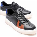 Kadın Hakiki Deri Siyah Taba Mavi Spor Ayakkabı Sneakers Casper - Taba - Siyah