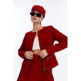 Kadın Hakiki Deri Süet Ceket - 3XL - Kırmızı