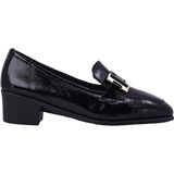 Kadın Hakiki Rugan Deri Metal Tokalı Loafer Siyah - Albini 26143249R