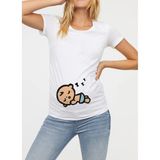 Kadın Hamile T-Shirt Model 59 - Beyaz