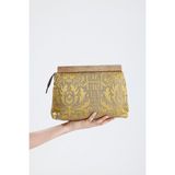 Kadın Hardal Otantik Desen Clutch Çanta - Yeşil - Hardal
