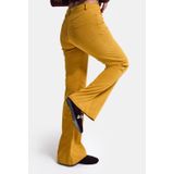 Kadın Hardal Sarı Flare Fit Velvet Kadife Kumaş Pantolon