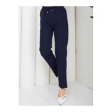 Kadın Havuç Kesim Pantolon, 90 cm Dar Paça, Double Kumaş, Beli Lastikli ve Önü Bağlamalı, Cepli Mevsimlik Tasarım, Lacivert, Exxit Collection