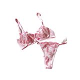 Kadın İçin Romantik Dantel Detaylı Sütyen ve Külot Takımı - Şık ve Seksi İç Giyim (Pembe, 75B)