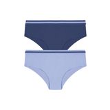 Kadın İkili Pamuklu Şardon Lastikli Hipster Külot (Mavi, XL)