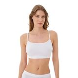 Kadın İnce Askılı Dikişsiz Seamless Büstiyer (Beyaz, M)