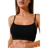 Kadın İnce Askılı Dikişsiz Seamless Büstiyer (Siyah, XL)