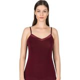 Kadın Ince Askılı Viskon Esnek Yumuşak Saten Yaka Atlet - Bordo - 2XL