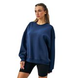 Kadın İndigo 3 İplik Penye Şardonlu Oversize Sweatshirt 28050