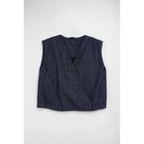 Kadın İndigo Kruvaze %100 Pamuk Denim Yelek