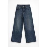 Kadın İndigo Yüksek Bel Culotte Fit Wideleg Jean Pantolon