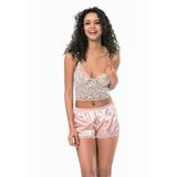 Kadın İp Askılı Bralet Saten Şortlu Mini Gecelik Takımı