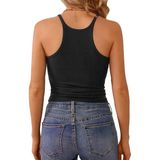 Kadın Ip Askılı Yüzücü Sırt Siyah Crop Top Bluz Atlet