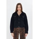 Kadın Jean Trend Kışlık Içi Kürklü Kot Ceket Siyah - XL