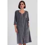 Kadın Kadife Kapri Kol Fermuarlı Füme Ev Elbisesi C2T6N2O804 - 2XL