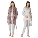Kadın Kadife Sabahlıklı Uzun Kollu Hamile Lohusa Pijama Takımı, 2XL, Effortt8088-19804IGP2717733
