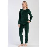 Kadın Kadife Uzun Kol Yeşil Pijama Takım C3T8N0O304 YEŞİL S