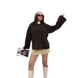 Kadın Kahve Oversize Yumoş Dokulu Kazak 7014