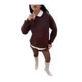 Kadın Kahve Taşlı Oversize Sweatshirt 30067 M