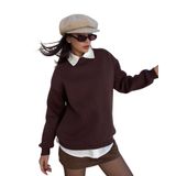 Kadın Kahve Taşlı Oversize Sweatshirt 30067 S