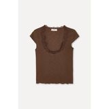 Kadın Kahverengi Fitted Dantelli Bluz