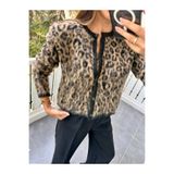 Kadın kahverengi leopar desenli hırka leoparhırka