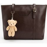 Kadın Kahverengi Omuz Çantası Teddy Anahtarlıklı Günlük Kullanım Şık Büyük Kadın Çanta - Kahverengi - 1. Stil
