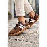 Kadın Kahverengi Retro Sneaker Günlük Rahat Spor Ayakkabı Kauçuk Taban