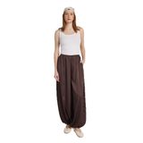 Kadın Kahverengi Saten Şalvar Pantalon 31013