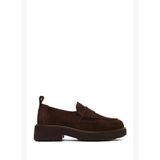 Kadın Kahverengi Süet Deri Maskülen Loafer AF180003DS