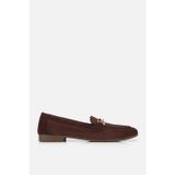 Kadın Kahverengi Süet Gold Tokalı Loafer