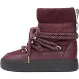 Kadın Kalın Bağcıklı Deri Düz Taban Çoraplı Kırmızı Bot & Bootie FW0FW09260-XI8