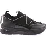 Kadın Kalın Taban Fileli Lastik İp Detaylı Sneakers Ayakkabı Siyah 343102831