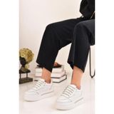 Kadın Kalın Yüksek Hafif Taban Spor Ayakkabı Sneaker - Beyaz Beyaz