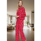 Kadın Kalpli Pamuklu Pijama Takımı Rahat Ev Giyim Seti Kışlık Şık Görünüm Özel Tasarım Modern Stil
