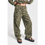 Kadın Kamufulaj Renk Skater Fit Pantolon