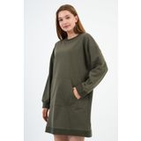 Kadın Kanguru Cepli Oversize Tunik (B24-00225) HAKİ L