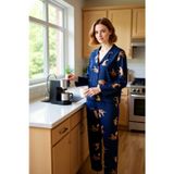 Kadın Kaplan Desenli Gömlek ve Pantolon Pijama Takımı Fonksiyonel Dayanıklı Kaliteli Rahat