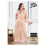 Kadın Kapşonlu Dantelli%100 Bambu Sabahlık açık kahve 2XL